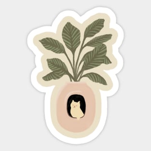 Hidden cat Calathea plants house penthouse Sticker